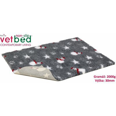 Vetbed protiskluz/Drybed Šedý hvězda s packou 75 x 50 cm, vlas 30 mm