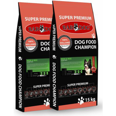 Bardog Super prémiové granule Duck Rice 24/12 2 x 15 kg