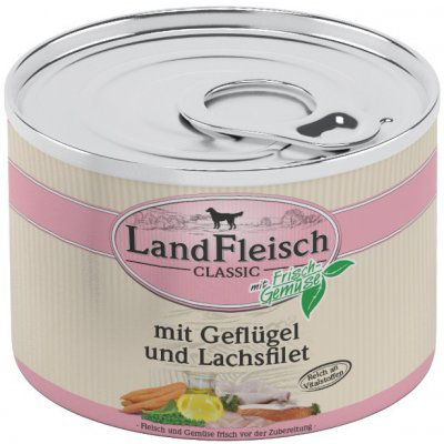Landfleisch Dog Classic Geflügel, Lachsfilet 195g