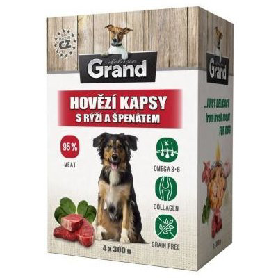 Grand DELUXE kapsa hovězí s rýží a špenátem 4x300 g