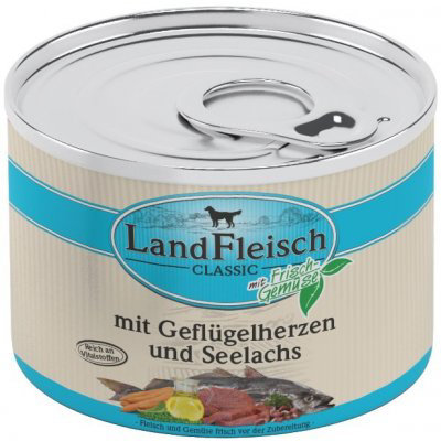 Landfleisch Dog Classic Geflügelherz, Seelachs 195g