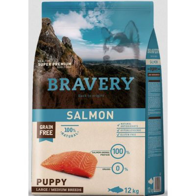 Bravery dog Puppy large/medium Salmon 12 kg