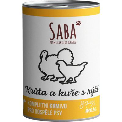 Saba 87% Krůty a kuřete s rýží 850 g