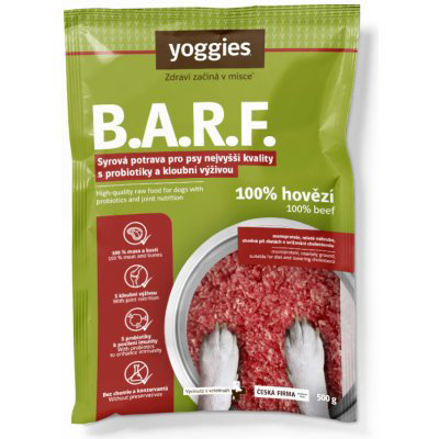 Yoggies B.A.R.F. 100% hovězí s probiotiky a kloubní výživou 500 g